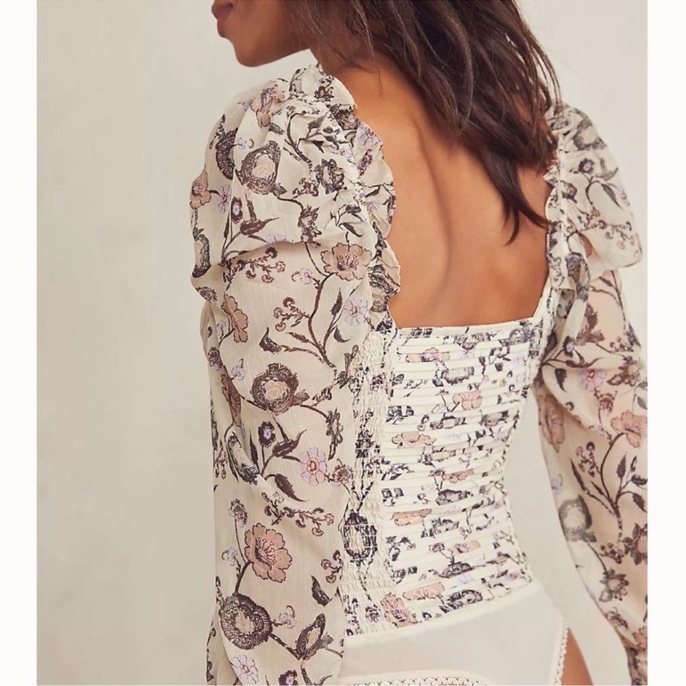 Free People! Brunch Date Bodysuit in Ivory Combo NWT! - Picture 4 of 16